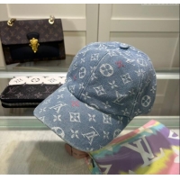 Best Quality Louis Vuitton Denim Baseball Hat 071002 Pale Blue 2024
