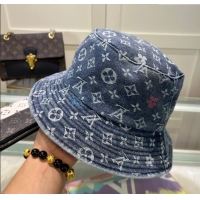 Top Quality Louis Vuitton Denim Bucket Hat 071002 Dark Blue 2024