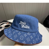 New Fashion Louis Vuitton Denim Bucket Hat 073001 Blue 2024