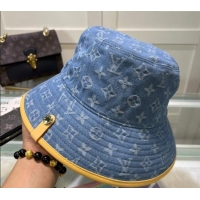 Luxury Classic Louis Vuitton Denim Bucket hat LV082302 Blue/Apricot 2024