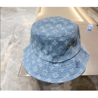 Top Quality Louis Vuitton Denim Bucket hat LV082301 Light Blue 2024