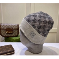 Grade Quality Louis Vuitton Damier Knit Hat LV091302 Grey 2024