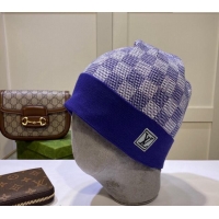 Pretty Style Louis Vuitton Damier Knit Hat LV091302 Blue 2024