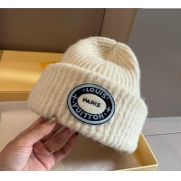 Newly Launched Louis Vuitton Knit Hat with Logo Patch 0114 White 2025