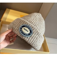 Top Design Louis Vuitton Knit Hat with Logo Patch 0114 Grey 2025