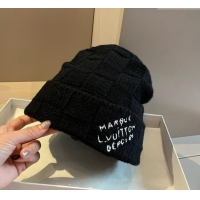 Classic Discount Louis Vuitton Damier Knit Hat 0114 Black 2025
