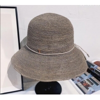 Well Crafted Louis Vuitton Straw Bucket Hat with Cord Trim 18039 Grey 2025