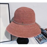 Best Grade Louis Vuitton Straw Bucket Hat with Cord Trim 18039 Pink 2025