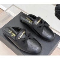 Sumptuous Chanel Lambskin Flat Mules with Bow Black 2025 CH041613