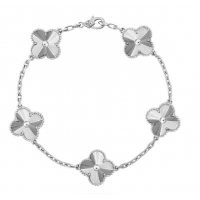 Luxury Classic Van Cleef & Arpels Vintage Alhambra Bracelet, 5 motifs 010943 Silver