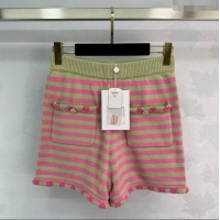 Traditional Discount Chanel Wool & Cashmere Shorts 10032 Green/Pink 2025