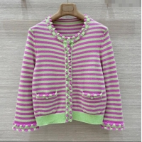 Best Price Chanel Cashmere Cardigan 10034 Green/Purple 2025