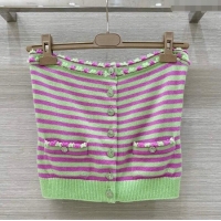 Luxury Cheap Chanel Cashmere Vest 10035 Green/Purple 2025