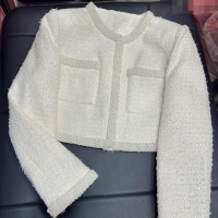​Good Product Chanel Tweed and Sequins Jacket with Pearls Charm 0411 White 2025