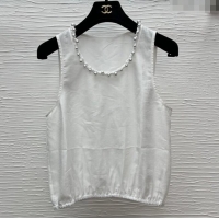 Super Quality Chanel Vest with Pearls CH042819 White 2025