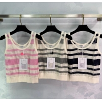 Luxury Cheap Chanel Cotton Knit Vest 30072 Grey/Pink/Black 2025