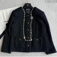 Big Discount Chanel Tweed Jacket 30054 Black 2025(No Necklace)