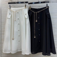 ​Famous Brand Chanel Mesh Skirt with Chain 42980 White/Black 2025