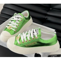 Discount Fashion Chanel Calfskin Platform Sneakers Green 2025 CH041708