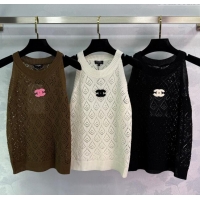 ​Luxury Cheap Chanel Knit Vest 30008 White/Black/Brown 2025