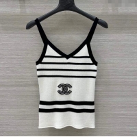 Well Crafted Chanel Wool Striped Vest 30024 White 2025