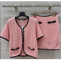 Fashion Grade Chanel Wool Cardigan and Skirt Set 30050 Pink 2025