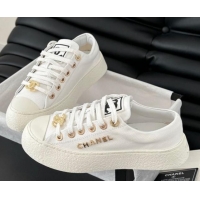 Unique Style Chanel Calfskin Platform Sneakers White 2025 CH041708