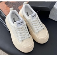 Purchase Chanel Calfskin Platform Sneakers White 2025 CH041709