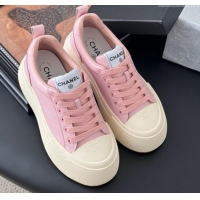 Popular Style Chanel Calfskin Platform Sneakers Pink 2025 CH041709