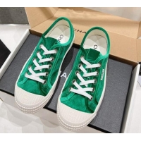 Top Design Chanel Velvet Sneakers Green 2025 CH041711
