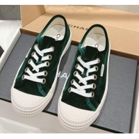 Luxurious Chanel Velvet Sneakers Dark Green 2025 CH041711