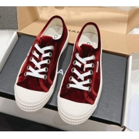 Top Grade Chanel Velvet Sneakers Burgundy 2025 CH041711