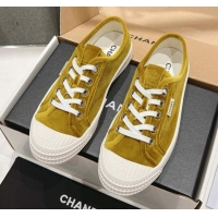 Hot Style Chanel Velvet Sneakers Yellow2 2025 CH041711