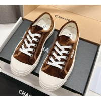 Sophisticated Chanel Velvet Sneakers Brown 2025 CH041711