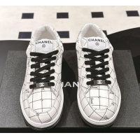 Good Product Chanel Ban'x Check Silky Calfskin Sneakers White 2025 CH041714
