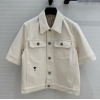Luxury Discount Dior Denim Short-sleeved Jacket D041009 Beige 2025
