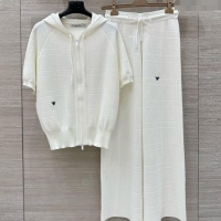Cheap Price Dior Knit Shirt and Pants Set 042994 White 2025