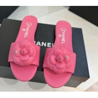 Purchase Chanel Camellia Bloom Lambskin Flat Slides Sandal G45499 Pink