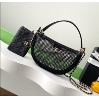 Luxury Cheap Chanel Mesh & Lambskin Clutch with Chain AP4573 Black 2025