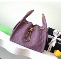 Top Design Chanel 25 Small Handbag in Suede AS5293 Purple Spring-Summer 2025