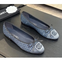 Sophisticated Chanel Quilted Denim Classic Ballet Flats Navy Blue 2025 G02819 0417