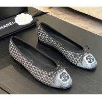 Good Quality Chanel Quilted Denim Classic Ballet Flats Black 2025 G02819 0417