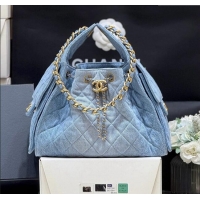 Best Price Chanel 25 Small Handbag in Light Blue Denim AS5293 Spring-Summer 2025 Top Quality