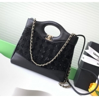 Free Shipping Discount Chanel Sequins Mini 31 Shopping Bag AS4133 Black 2025