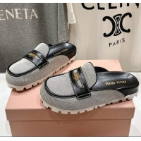 Market Sells Miu Miu Penny Leather and Canvas Platform Mules M0426 Black 2025