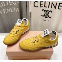 Top Quality Miu Miu Tyre Technical and Suede Sneakers 5E417E Yellow 2025
