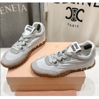 ​New Stylish Miu Miu Tyre Technical and Suede Sneakers 5E417E Cloud Grey 2025