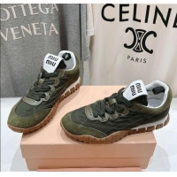 Inexpensive Miu Miu Tyre Technical and Suede Sneakers 5E417E Green 2025