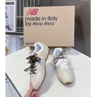 ​Modern Classic New Balance x Miu Miu 530 SL Sneakers in Deco Leather and Mesh M6046 White 2025