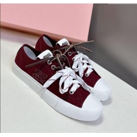 Buy Cheap Miu Miu Washed Denim Sneakers with Double Lace 5E384E Burgundy 2025
